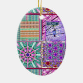 Geometrische Tegels van Azulejos met Vredesvogel Keramisch Ornament (Achterkant)