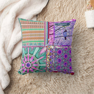 Geometrische Tegels van Azulejos met Vredesvogel Kussen