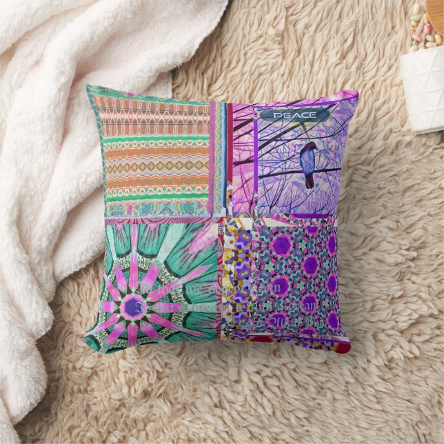 Geometrische Tegels van Azulejos met Vredesvogel Kussen (Deken)