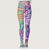 Geometrische Tegels van Azulejos met Vredesvogel Leggings (Voorkant)