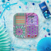 Geometrische Tegels van Azulejos met Vredesvogel Papieren Bordje (Feest)