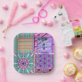 Geometrische Tegels van Azulejos met Vredesvogel Papieren Bordje (Feest)