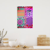 Geometrische Tegels van Azulejos met Vredesvogel Poster (Keuken)