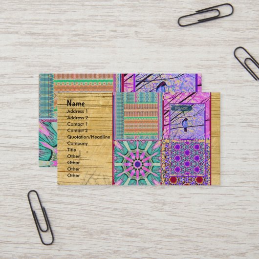 Geometrische Tegels van Azulejos met Vredesvogel Visitekaartje (Voorkant / Achterkant in situ)