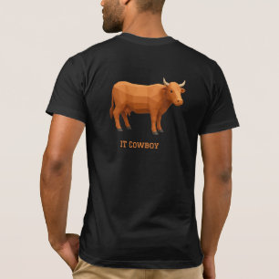 Geometrische tekening roodbruine koe t-shirt