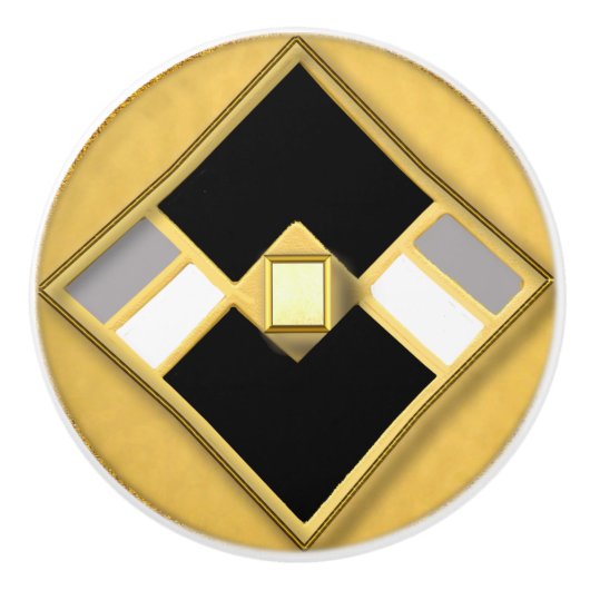 Geometrische tekenstijl deco keramische knop (Voorkant)