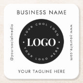 Geometrische tekst Aangepast bedrijf Logo Modern Kartonnen Onderzetters (Voorkant)