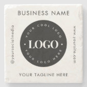 Geometrische tekst Aangepast bedrijf Logo Modern Stenen Onderzetter (Voorkant)