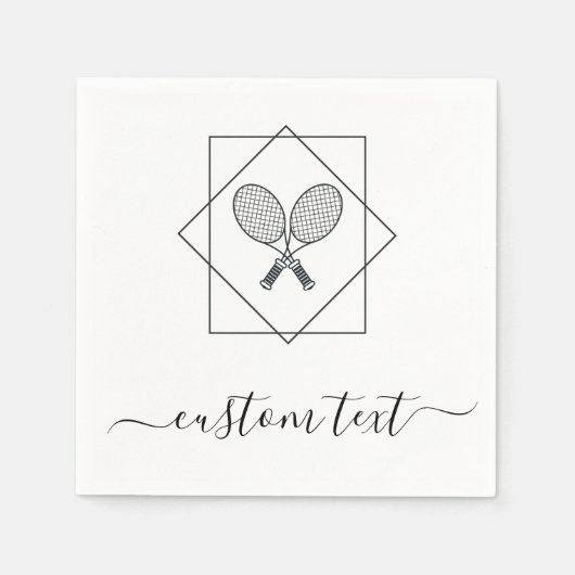 Geometrische Tennis Rackets  Retro Black White Servet (Voorkant)