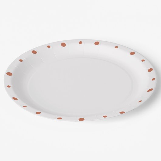 Geometrische Terra Cotta Stippen Wit Papieren Bordje (Gekanteld)