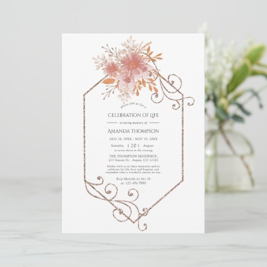 Geometrische Terracotta Celebration of Life Kaart (Staand voorkant)