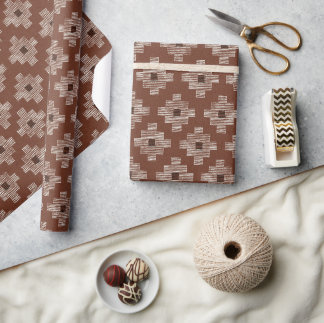 Geometrische Terracotta Rode Kerst Inpakpapier