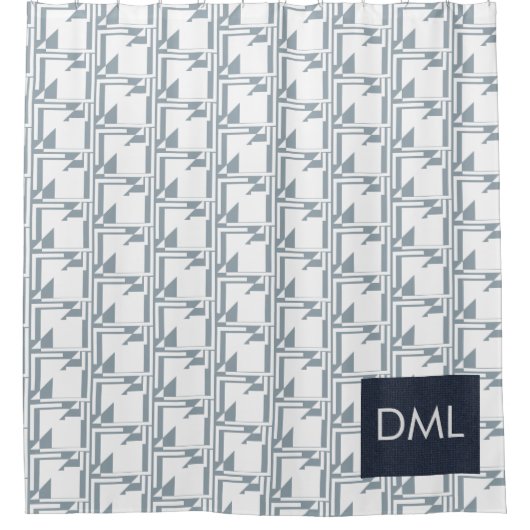 Geometrische textuur warme blauwe tonen patroon douchegordijn (Voorkant)
