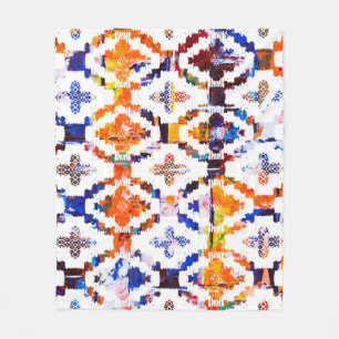 Geometrische textuurpatroon met waterverf-effectab fleece deken