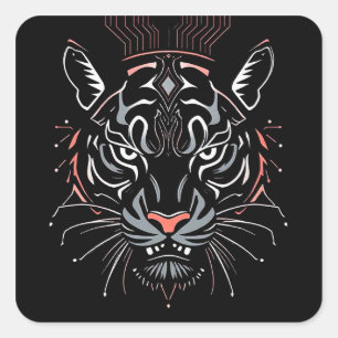 🐅 Geometrische Tijger Gezicht Laptop Sticker Deca