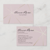*~* Geometrische Trendy Roos Goud Modern Folie Roz Visitekaartje (Voorkant / Achterkant)