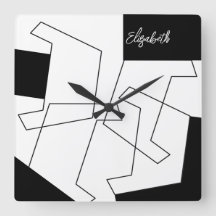 Geometrische Trendy Zwarte en Witte Monogram Initi