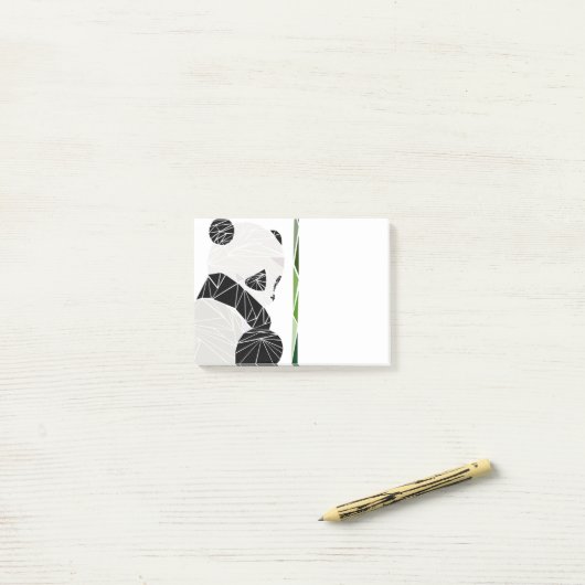 Geometrische trieste panda post-it® notes (Op bureau)