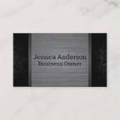 Geometrische trim | Achtergrond met metalen borste Visitekaartje (Voorkant)