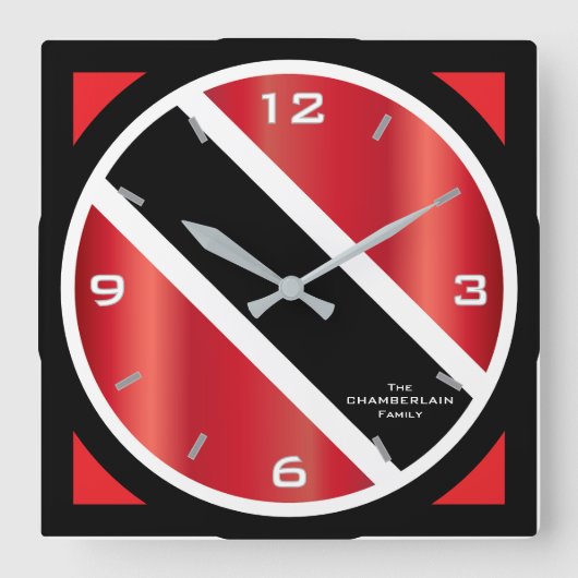 Geometrische Trinidad en Tobago Vlag en FAMILIENAA Vierkante Klok (Voorkant)