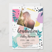 Geometrische tropische bladvormen foto afstuderen kaart (Voorkant)