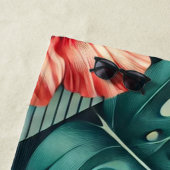 Geometrische Tropische Bloem Ontwerp Strandlaken (In situ)