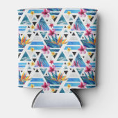 Geometrische tropische bloemen blikjeskoeler (Voorkant)