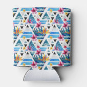 Geometrische tropische bloemen blikjeskoeler (Achterkant)