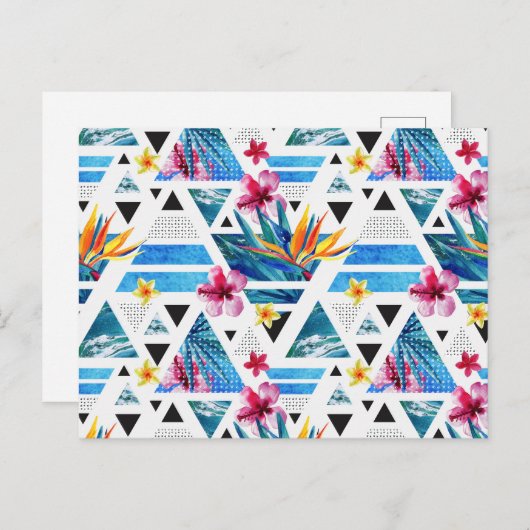 Geometrische tropische bloemen briefkaart (Voorkant / Achterkant)