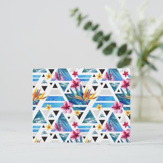 Geometrische tropische bloemen briefkaart (Staand voorkant)