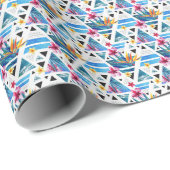 Geometrische tropische bloemen cadeaupapier (Rol Hoek)