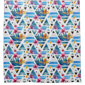 Geometrische tropische bloemen douchegordijn (Voorkant)