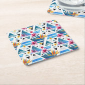 Geometrische tropische bloemen kartonnen onderzetters (Schuin)