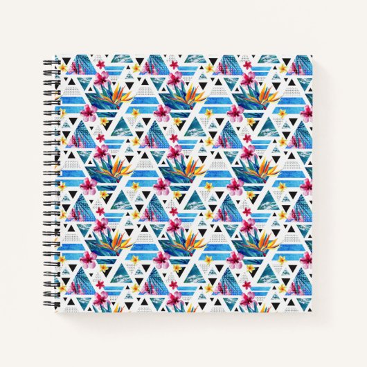 Geometrische tropische bloemen notitieboek (Voorkant)