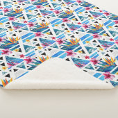 Geometrische tropische bloemen sherpa deken (3/4)