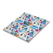 Geometrische tropische bloemen tegeltje (Zijkant)