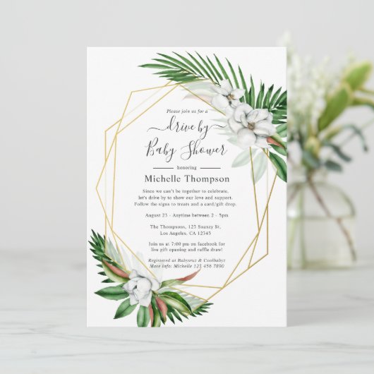 Geometrische Tropische Bloemige Zomer Drive By Sho Kaart (Staand voorkant)