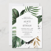 Geometrische tropische bruine bruiloft kaart (Voorkant)