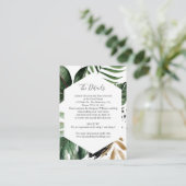 Geometrische tropische groen bruiloft details informatiekaartje (Staand voorkant)