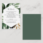 Geometrische tropische groen bruiloft details informatiekaartje (Voorkant / Achterkant)