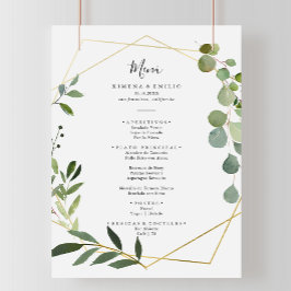 Geometrische tropische groene bladeren Spaans dine Menu