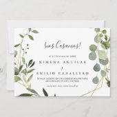 Geometrische tropische groene bladeren Spaans Elop Aankondiging (Voorkant)