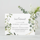 Geometrische tropische groene bladeren Spaans Elop Aankondiging (Staand voorkant)