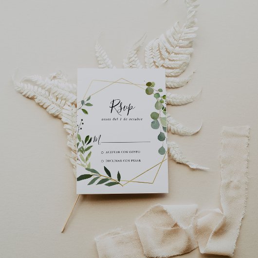 Geometrische tropische groene bladeren Spaans RSVP