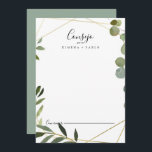 Geometrische tropische groene lozingen Spaans huwe Advieskaart<br><div class="desc">Deze geometrische tropische groene verlaat de Spaanse trouwadvieskaart is perfect voor een moderne bruiloft. Het ontwerp is voorzien van met de hand geschilderde, mooie groene bladeren, die een gouden geometrische lijst bijbrengen. Deze kaarten zijn perfect voor een bruiloft, vrijgezellenfeest, baby shower, graduatiedag en nog veel meer. Pas de kaarten aan...</div>
