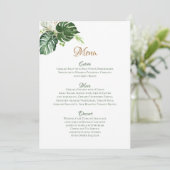 Geometrische Tropische Groene Palm Leidt Kunstbrui Menu (Staand voorkant)