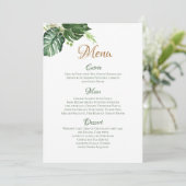 Geometrische Tropische Groene Palm Leidt Kunstbrui Menu (Staand voorkant)