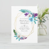 Geometrische tropische orchideeën QR Code RSVP Wed Kaart (Staand voorkant)