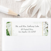 Geometrische tropische orchideeën stranden etiket (Insitu)