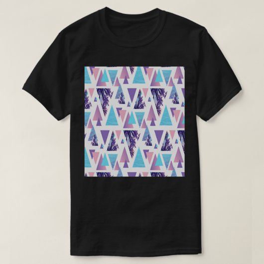 Geometrische tropische palmbomen waterpatroon t-shirt (Design voorkant)